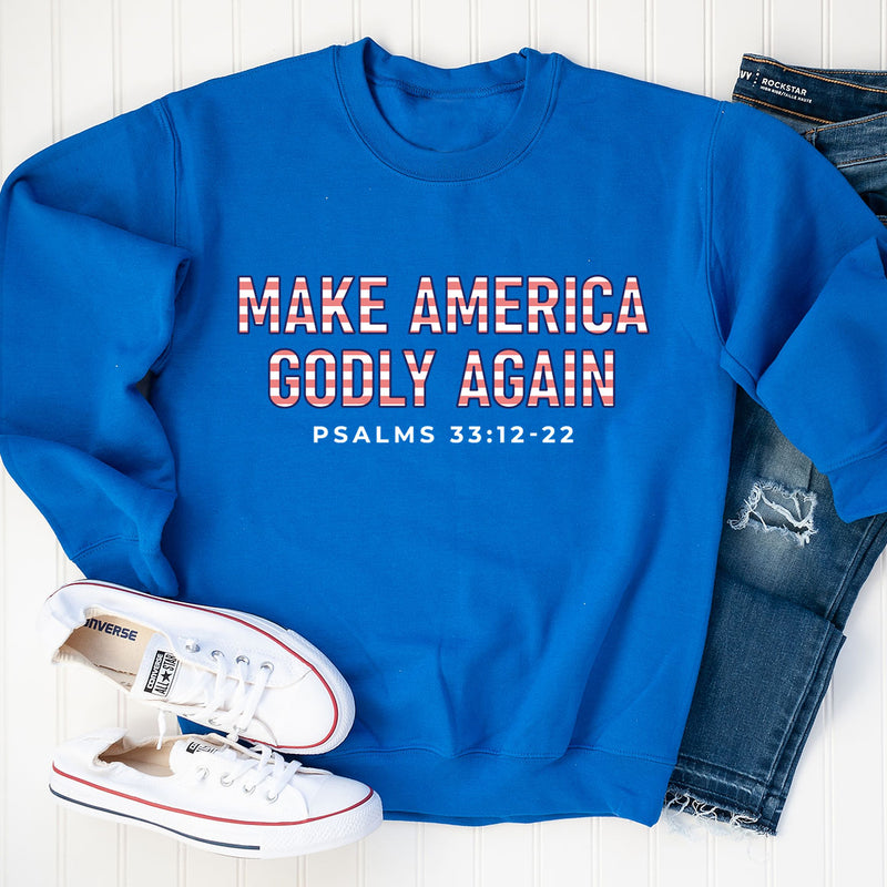 Make America Godly Again Sweatshirt - Royal - Medium (SALE)