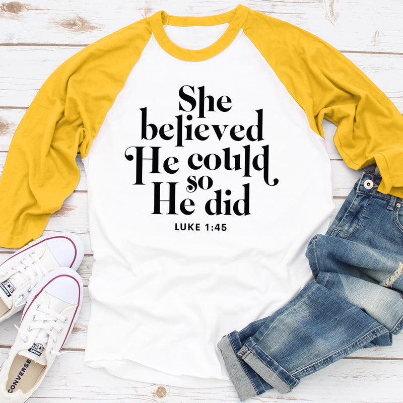 She Believed she could so she did Raglan  - SMALL (SALE)
