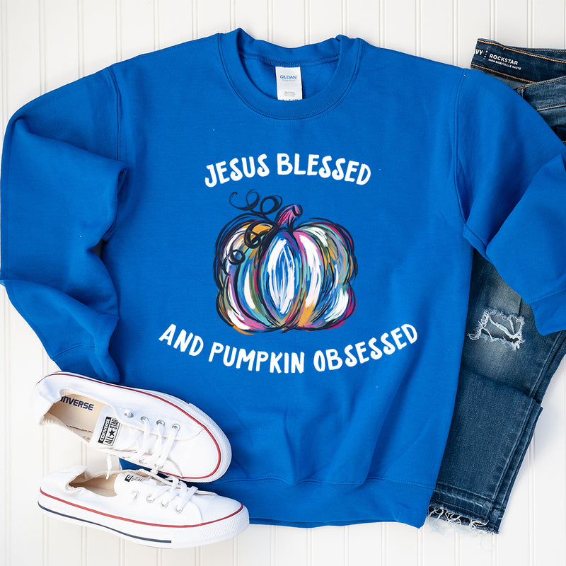 Jesus Blessed and Pumpkin Obsessed Sweatshirt
