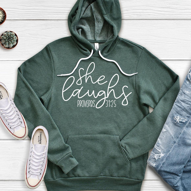 She Laughs - Proverbs 31:25 Hoodie